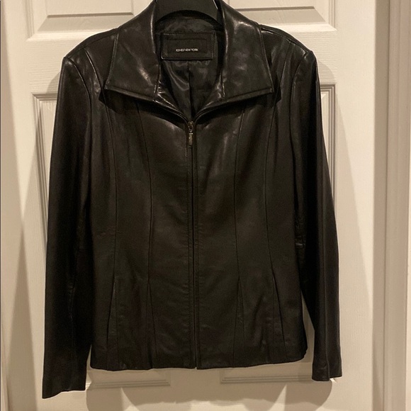 Jones New York Jackets & Blazers - Jones New York Black Leather Moto Jacket